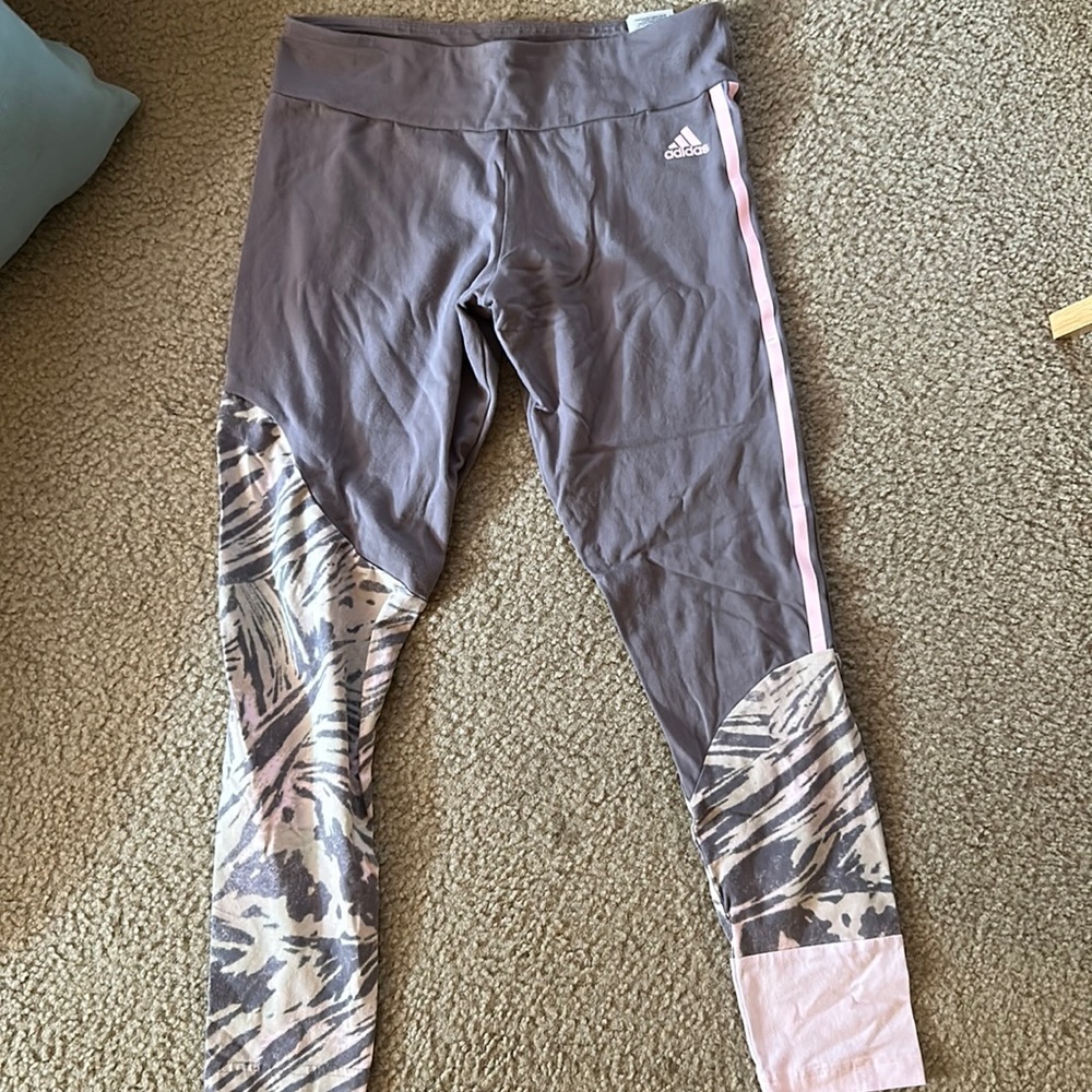 Grey & Pink Adidas Leggings